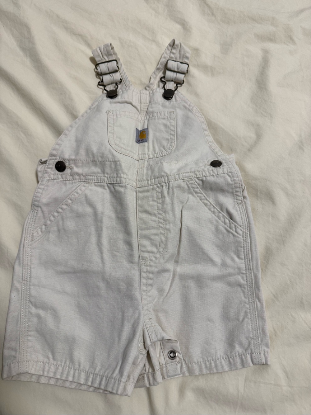 Carhartt White Toddler Short Overalls with Adjustable Straps